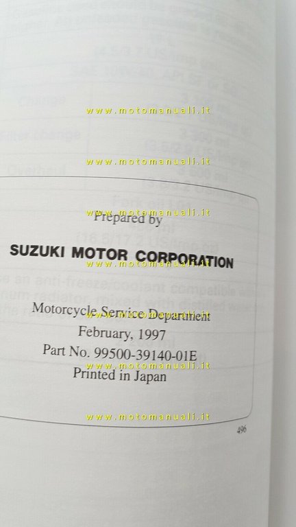 Suzuki TL 1000 S 1997 manuale officina INGLESE originale workshop …
