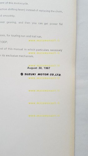 Suzuki TRAIL KT 120 1967 manuale officina INGLESE originale Workshop …