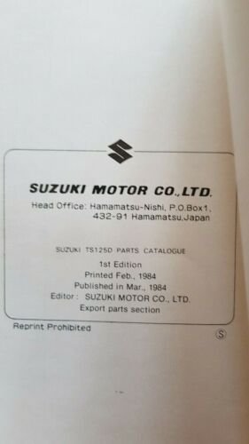 Suzuki TS 125 D 1984 catalogo ricambi originale moto parts …