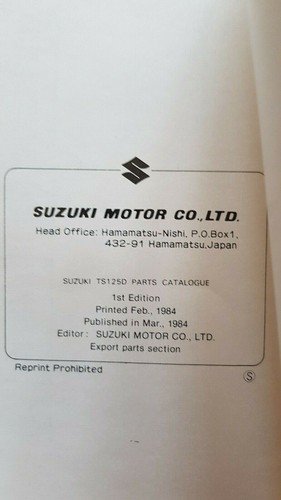 Suzuki TS 125 D 1984 catalogo ricambi originale moto parts …
