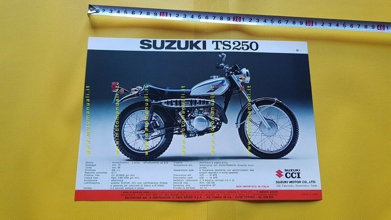 Suzuki TS 400 TS 250 1975 depliant originale moto ITALIANO …