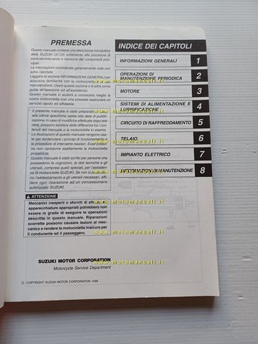 Suzuki UC 125 Epicuro 1999 SCOOTER manuale officina ITALIANO originale