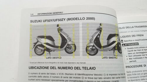 Suzuki UF 50 Estilete 2000 SCOOTER manuale officina ITALIANO originale