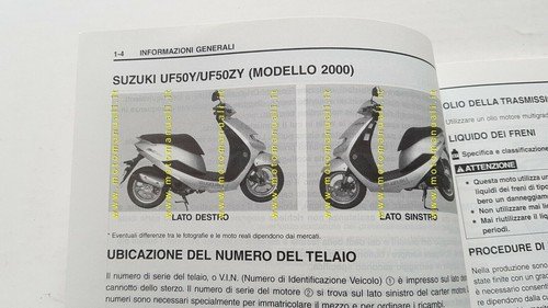 Suzuki UF 50 Estilete 2000 SCOOTER manuale officina ITALIANO originale