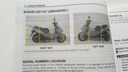 Suzuki UG 110 Hokuto SCOOTER 2000 manuale officina INGLESE originale
