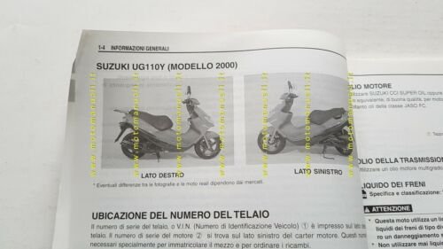 Suzuki UG 110 Hokuto SCOOTER 2000 manuale officina ITALIANO originale