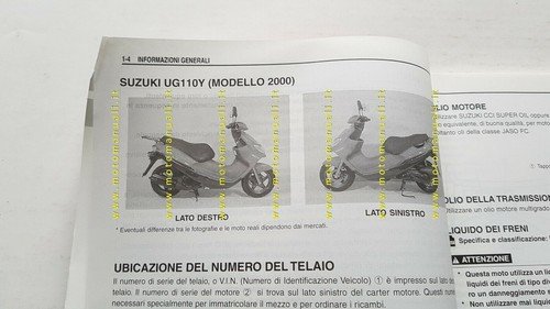 Suzuki UG 110 Hokuto SCOOTER 2000 manuale officina ITALIANO originale