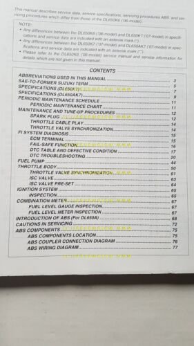 Suzuki V-Strom 650 DL A AGGIORNAMENTO 2006-7 manuale officina INGLESE …