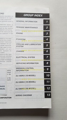 Suzuki V-STROM DL 1000 2002 manuale officina INGLESE originale WORKSHOP …