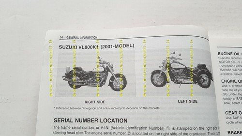 Suzuki VL 800 K1 2001 manuale officina INGLESE originale workshop …