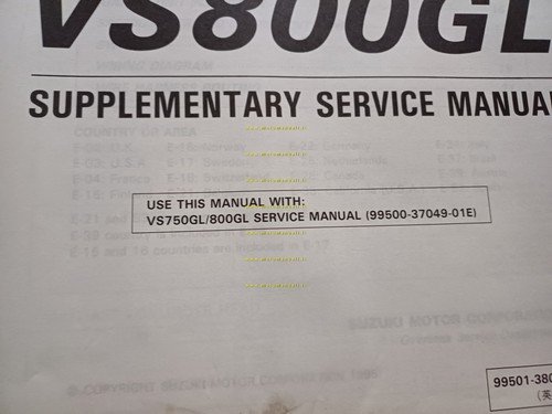Suzuki VS 600 GLT 1996 AGGIORNAMENTO manuale officina originale TESTO …