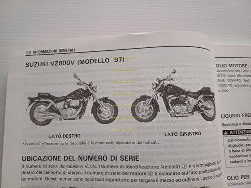Suzuki VZ 800 V 1997 manuale officina ITALIANO originale