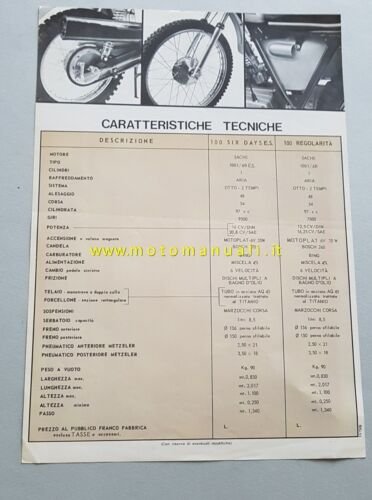 SWM 100 SIX DAYS E.S. - REGOLARITÀ 1973 depliant originale …