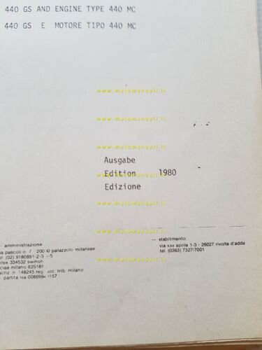 SWM 440 MC-GS 1983 catalogo ricambi MOTORE originale