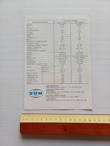 SWM 50 Mini Cross 1976 depliant ITALIANO moto originale