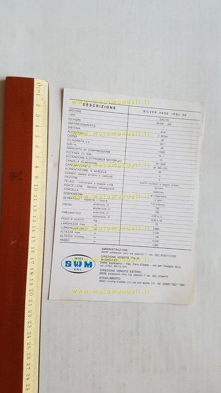 SWM 50 Silver Vase ES 1976 depliant originale