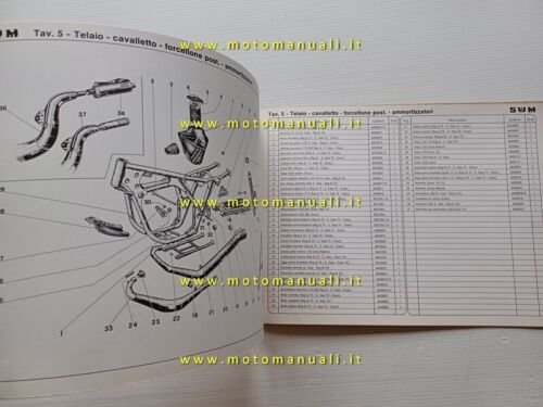 SWM Silver Vase-Reg.-Cross 125-175-250 7V 1977 catalogo ricambi TELAIO originale