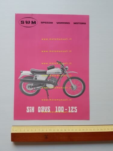 SWM Six Days 100 - 125 1972 depliant originale italiano