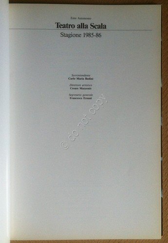 Teatro alla Scala - Milano - Presentazione Stagione 1985-86