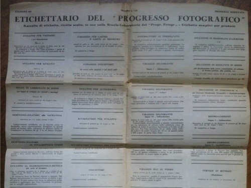 Tecnica fotografica vintage - Etichettario del Progresso Fotografico 1933 | Immagine Gallery 1