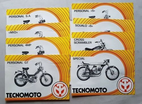 Tecnomoto catalogo produzione ciclomotori 50 1971 8 depliant originali italiano