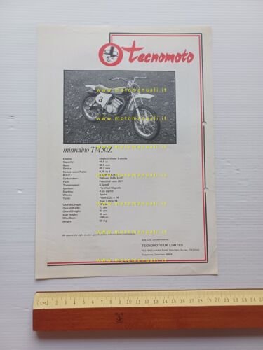 Tecnomoto Mistral TM80Z Mistralino TM50Z anni 70 depliant originale GB