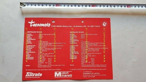 Tecnomoto Mistralino TM 50 Z4 cross 1974 depliant italiano inglese …