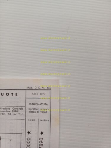 Telaimotor FMB 50 2S 4 1974 scheda omologazione DGM Facsimile