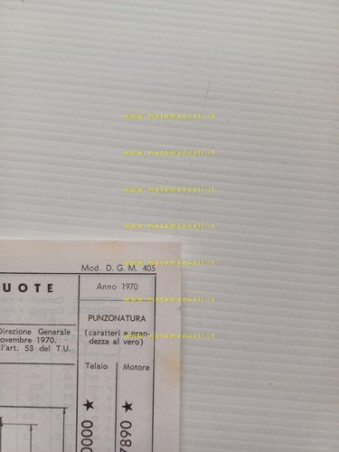 Telaimotor FMB 50 2S 4 1974 scheda omologazione DGM Facsimile
