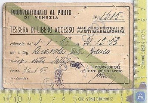 Tessera di libero Accesso alle Zone Portuali di Marittima e …