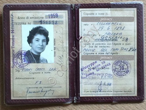 Tessera Ferroviaria - Novara 1959 | Immagine Gallery 2