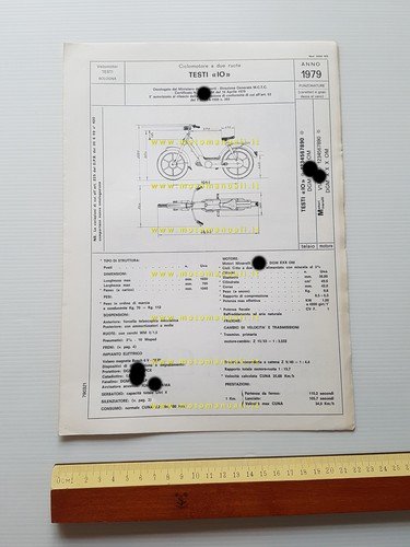 Testi Io 50 1979 scheda omologazione DGM Facsimile originale