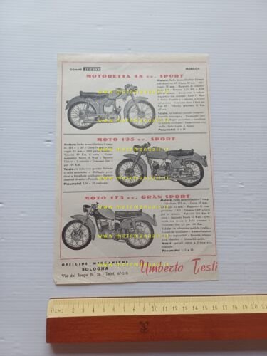 Testi produzione moto modelli 48 - 125 - 175 1952 …
