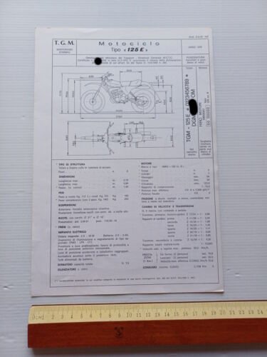 TGM 125 E Regolarit 1978 scheda omologazione DGM Facsimile originale