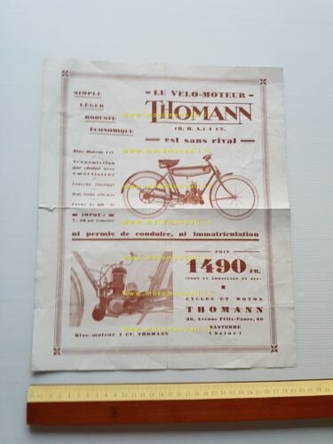 Thomann Velomoteur B.M.A. 1 CV anni 20 depliant originale francese