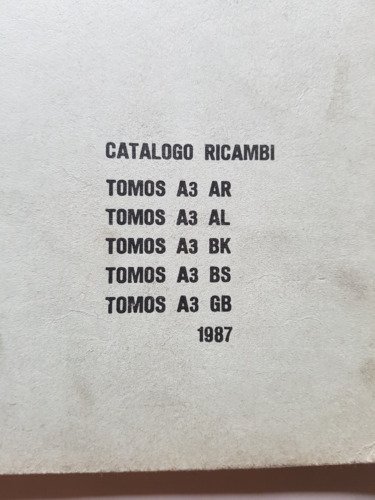 Tomos 50 catalogo ricambi ciclomotori modelli A3 1987 originale italiano