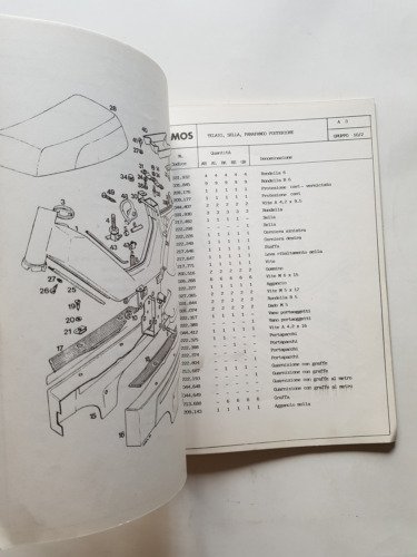 Tomos 50 catalogo ricambi ciclomotori modelli A3 1987 originale italiano