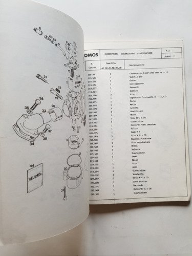 Tomos 50 catalogo ricambi ciclomotori modelli A3 1987 originale italiano