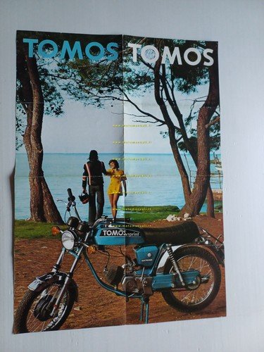 TOMOS produzione tutti modelli 1975 depliant poster originale testo sloveno