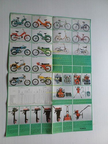 TOMOS produzione tutti modelli 1975 depliant poster originale testo sloveno