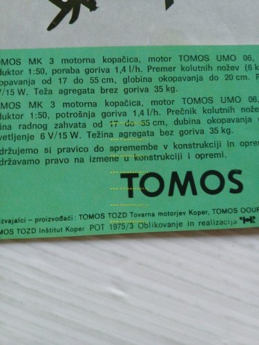 TOMOS produzione tutti modelli 1975 depliant poster originale testo sloveno