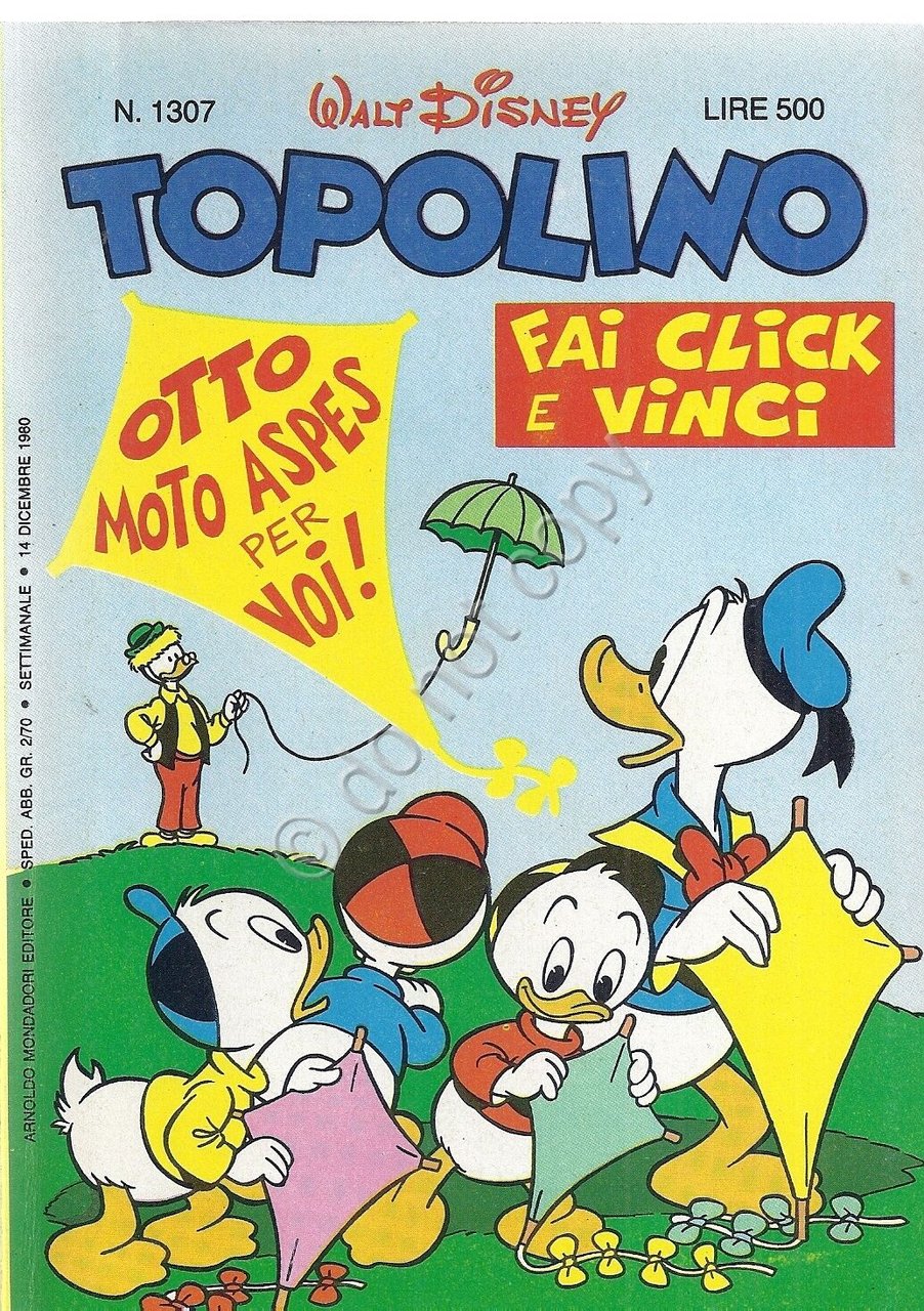 Topolino - 1307 - cartolina Giovani Marmotte - 1980