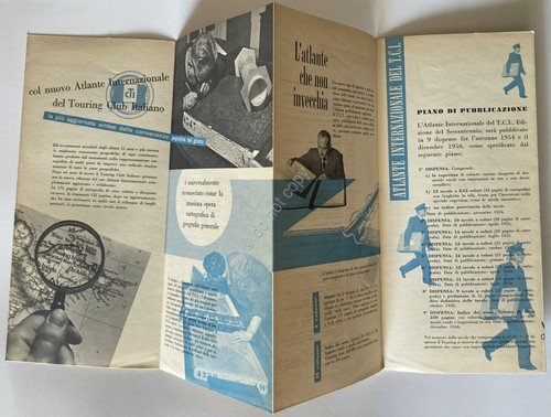 Touring Club Italiano Pieghevole Pubblicitario Atlante Internazionale - anni '50