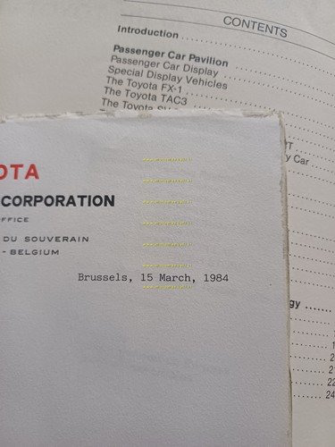 Toyota gamma 1984 presentazione salone Tokyo cartella stampa originale