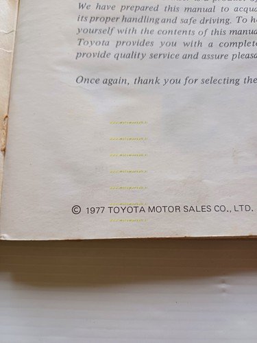 Toyota Land Cruiser 1977 manuale uso manutenzione libretto originale Inglese