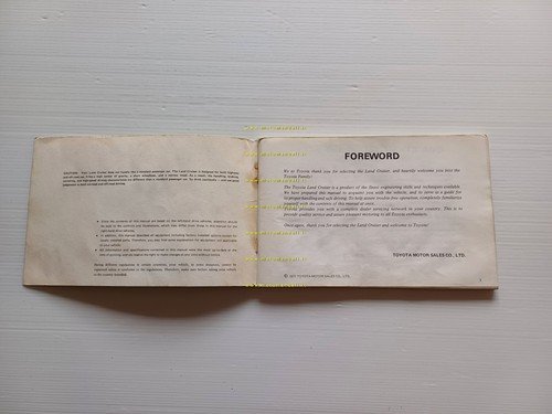 Toyota Land Cruiser 1977 manuale uso manutenzione libretto originale Inglese