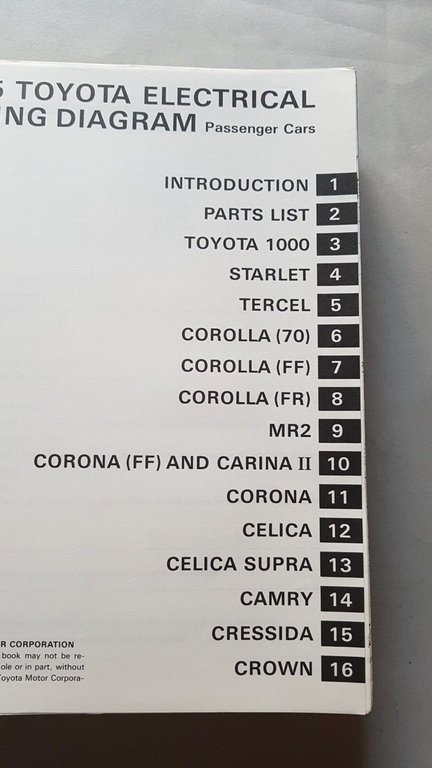 Toyota manuale officina SCHEMI ELETTRICI TUTTI MODELLI AUTO 1985