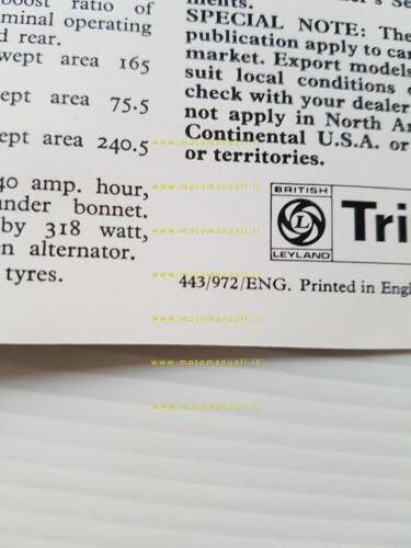 Triumph 1500 1972 depliant originale inglese