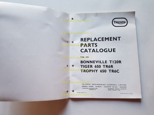 Triumph 650 Bonneville Tiger Trophy 1971 catalogo ricambi ORIGINALE parts …