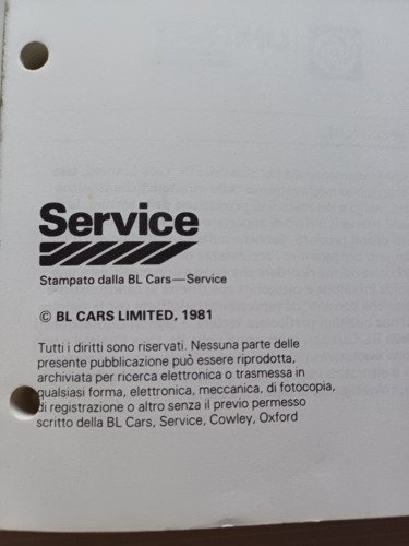 Triumph Acclaim 1981 manuale officina italiano originale